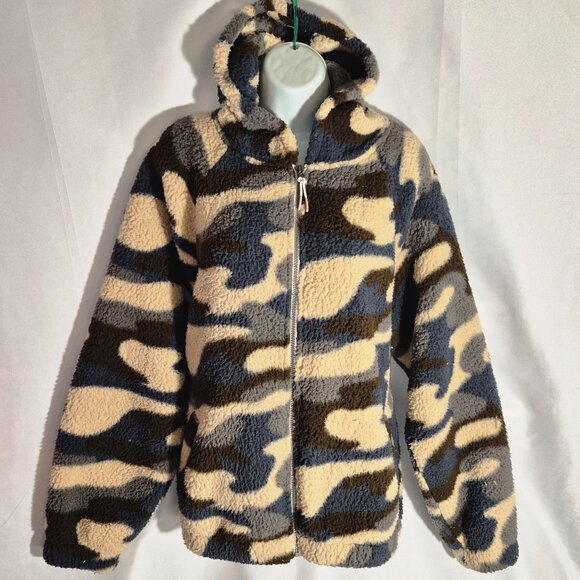 SO Sharpa hooded Jacket, zippered front, tri color, pockets, size XXL - Picture 3 of 16